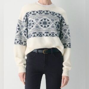 ARITZIA Wilfred Cream and Black Nordic Sweater Size Medium wool cashmere